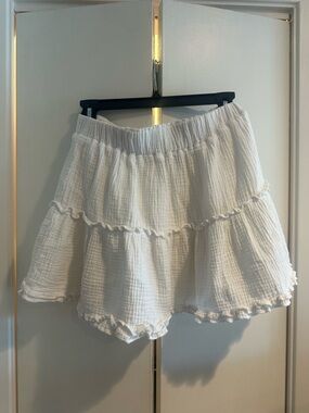 White Preppy Tiered Gauze Women's Skirt